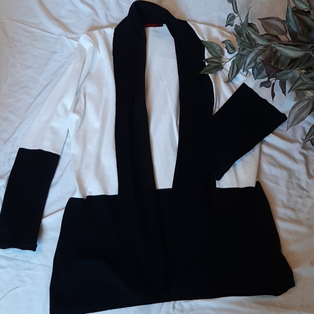 Black and White, Cardigan Sweater w/Shawl Collar